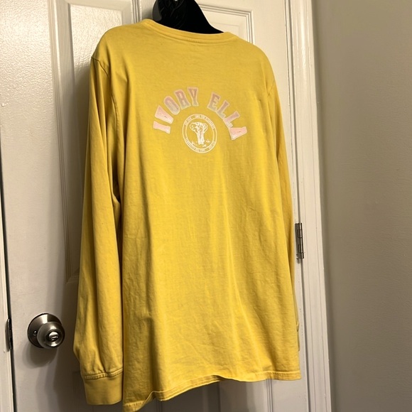 IVORY ELLA 🐘 YELLOW PINK ORGANIC COTTON LONG SLEEVE ELEPHANT T-SHIRT Women’s XXL - Picture 2 of 13
